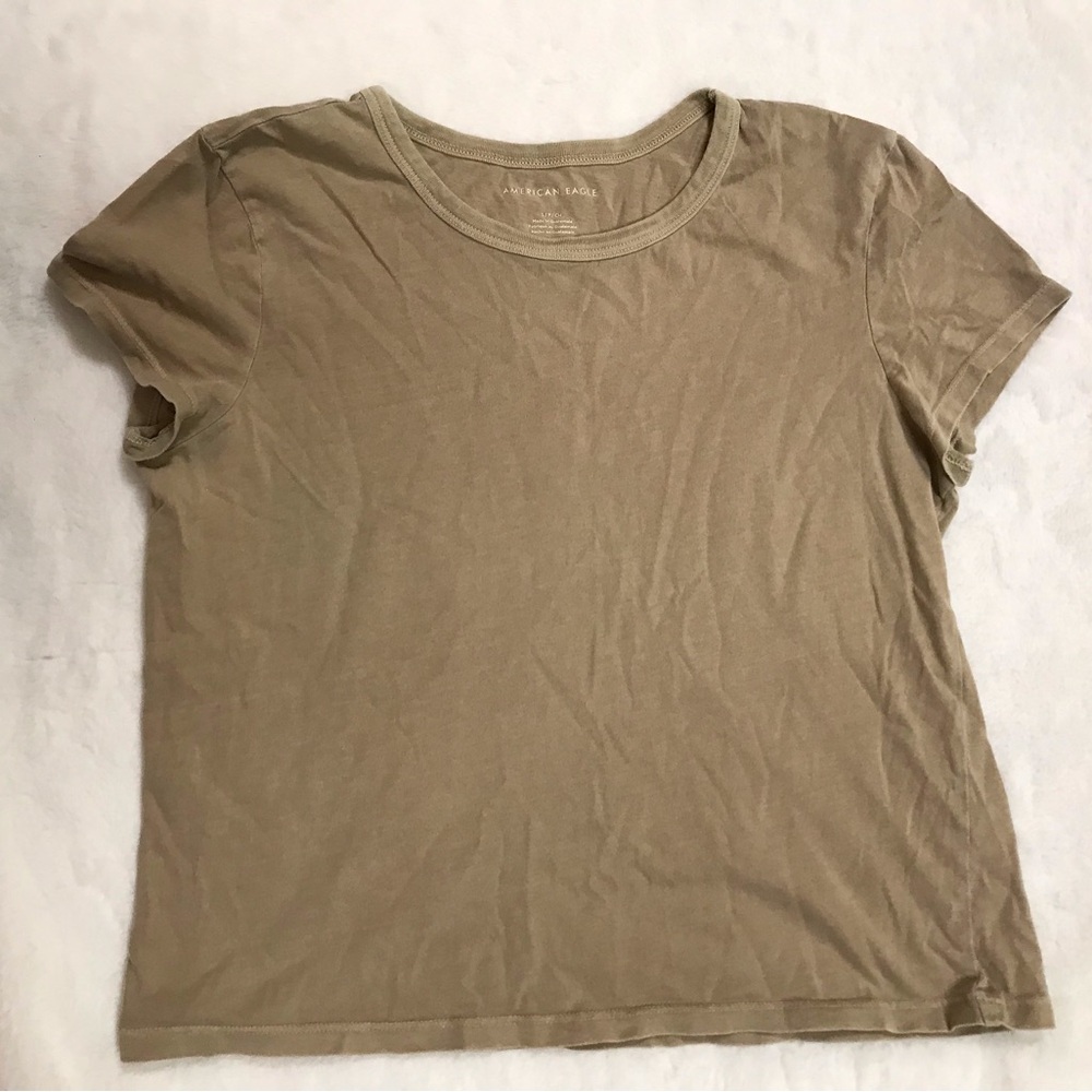American Eagle Outfitters Women's Short Sleeve Crewneck Tee - Tan
